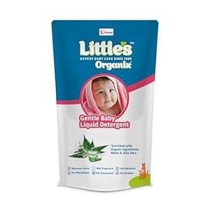 Little's Organix Gentle Baby Liquid | 1 Litre Refill Pack - Floral | Anti-Bacterial Baby Liquid for Clothes | Enriched with Aloe Vera & Neem | Free from Parabens & Phosphates