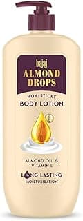 Bajaj Almond Drops Non-Sticky Body Lotion | Long Lasting Moisturization | Almond Oil & Vitamin E | Nourished and Smooth Skin | 600 ML