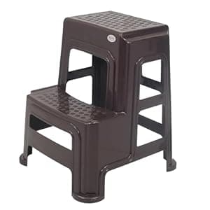 HomiQ Supreme 2-Step HeavyDuty Multi-Purpose Plastic Stool for Kitchen, Home and Office Use (Color-Wenge, Pack of 1)