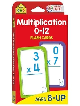 School Zone - Multiplication 0-12 Flash Cards - Ages 8+, 3rd Grade, 4th Grade, Elementary Math, Multiplication Facts, Common Core, and More