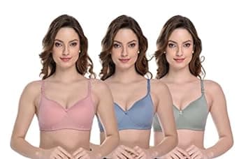 MiEstilo Women's Cotton Blend Lightly Padded Wirefree T-Shirt Bra Combo