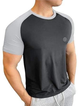 CHKOKKO Men Round Neck Regular Dry Fit Gym Sports TShirt