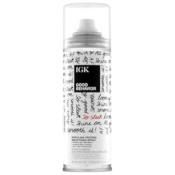 IGK GOOD BEHAVIOR Spirulina Protein Smoothing Spray | Keratin Like Treatment + Frizz Control + Heat Protectant | Vegan + Cruelty Free |