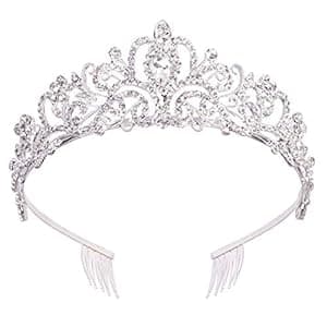 Didder Silver Crystal Tiara Crown Headband Princess Elegant Crown with combs for Women Girls Bridal Wedding Prom Birthday Party