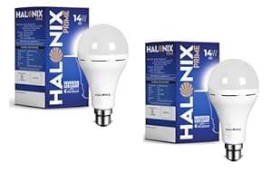 Halonix 14W Emergency LED Bulb | Rechargeable Emergency Bulb For Power Cuts | Backup : 4Hrs | Cool Day Light | Pack Of 2 | Rechargeable Emergency Light |b22d