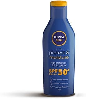 NIVEA SUN Protect and Moisture 125ml SPF 50 Advanced Sunscreen for Instant Protection| PA+++ UVA - UVB Protection System| Vitamin E + Moisture| Very Water Resistant| For Men & Women