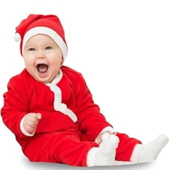 DIKANG Santa Claus Dress for Kids - Unisex | Premium Santa Claus Christmas Dress for Baby Boys and Girls | Santa Costume Set for Kids with Jacket, Pant, Cap and Pouch for Christmas Party