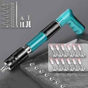 Kliffoo Manual Steel Nail Gun Tool 12 pcs Nails,Nail Wall Fastening Tool for Cement Concrete Wall,Wood,Ceiling,Metal Portable Shooting Nail Fixing Power Tool Machine with 4 Adjustable Speed Nail Gun