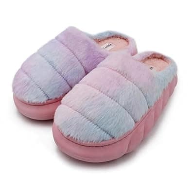 VRITRAZ Unisex Adult Comfort Closed Toe Warm Fur Home Clogs Indoor Slipper for Women