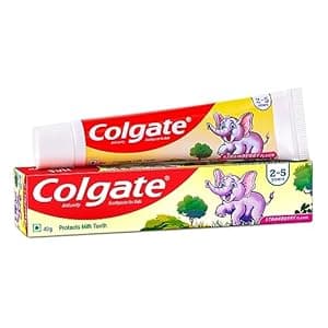 Colgate Kids Toothpaste For 2-5 Years, Strawberry Flavour, Gentle Protection, Prevents Cavities Tooth Paste With 50% Lesser Abrasive Formula For Protecting Against Cavities - 40 Gram