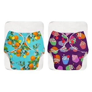 SuperBottoms BASIC EASY - Pack of 2 | 2 Cloth diaper+2 inserts- Freesize Adjustable, Washable and Reusable Cloth Diaper for babies 0-3 Years | - Assorted 2