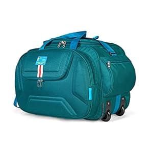 M MEDLER Derben Nylon 55 Litres Waterproof Strolley Duffle Bag- 2 Wheels - Luggage Bag (Turquoise), Inline_Skate_Wheel