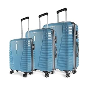 Aristocrat Polypropylene (PP) Airpro Set of 3 Hard Carry-On Spinner Suitcase (55+66+76Cm) Check-in Luggage Lightweight Luggage with 8 Strong Wheels, Secured Zip&Secured Combination Lock Cross Teal