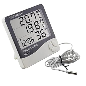 Dr. Care Digital Thermometer Hygrometer HTC-2 Room Thermometer with Humidity Incubator Meter and Accurate Temperature Indicator Wall Mounting LCD Digital Clock Monitor for Indoor