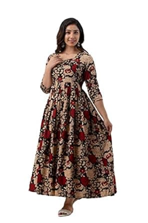 Swarnkar Creation Women's Rayon Anarkali Maternity Dress, Pregnancy Dress,Feeding Kurti,Easy Brest Feeding Dress, with Both Side 9 inch Zipper and Belt