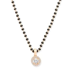 MINUTIAE Stylish Pendant Necklace Black Beads Mangalsutra For Women With Extendable Chain