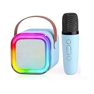 KRISHTI Colorful Bluetooth Speaker with Karaoke Mic System for Home Singing Magic Ai Voice Changer Portable Mini Wireless Speaker with Mike for House Parties Birthday Gifts Events