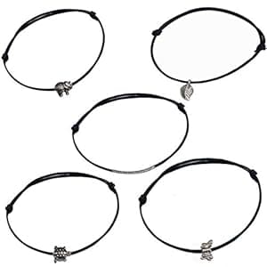 GURJARI JEWELLERS Women's Black Thread with Anklets with oxidised Beads