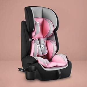 Lifelong Isofix Car Seat for Baby with Cup Holder 9 Months to 12 Years, ECE Certified - Adjustable Headrest with Super Comfy Soft Cushion & 5 Point Harness with Magnetic Buckle for Child Safety