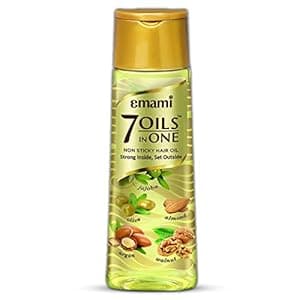 Emami 7 Oils In One | Non Sticky & Non Greasy Hair Oil | 20 Times Stronger Hair | Nourishes Scalp | Free of Sulphates, Parabens and Chemicals | With Goodness of Almond Oil, Coconut Oil, Argan Oil and Amla Oil, 500ml