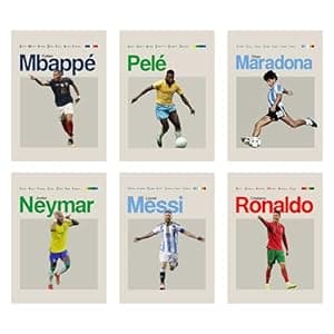 junkyard football posters (Pack of 6, size: A4) Ronaldo Messi Mbappe Neymar Pele Maradona with double tape pasted at back