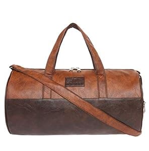 Fur Jaden Tan Leatherette Gym Bag for Men Women Boys Girls Travel Duffle Weekender Bag 23L