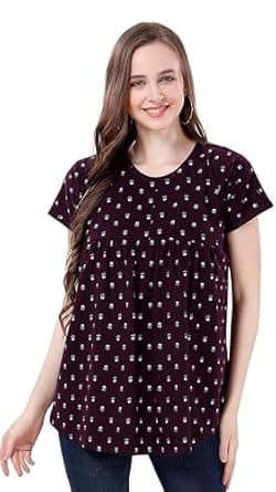 TIGYWIGY Women's Cotton Printed Half Sleeves Feeding/Nursing/Maternity Top