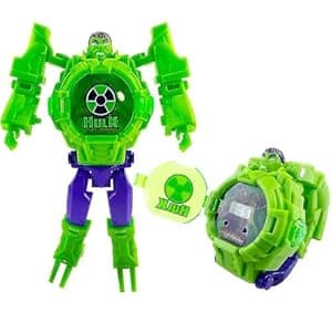 ADAMO Iron Man/Ben10/Spider man/Captian America Super Hero Action Figure Toy Robot Deformation Convertible Digital Wrist Watch for Kids