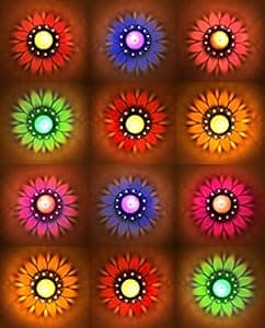 CraftVatika 3D Reflection Diya, Diwali Decoration Items for Home Decor Transparent Multicolor Water Floating Reflections Plastic Oil Diya for Home Diwali Festival Decoration, (12 Diya) (Pack of 12)