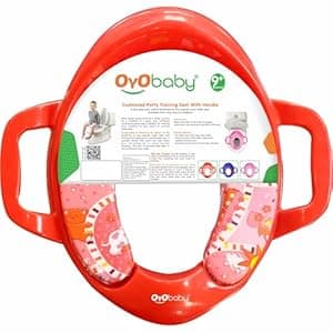 OYO BABY New Born Baby Soft Cushion Potty Seat with Handle for Extra Comfort, Suitable for potty training of Boys & Girls (Red), Plastic