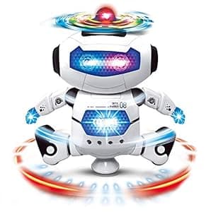 Goyal's Stylish Dancing Robot's with 3D Lights and Music, Non Toxic Plastic - Multicolor (Dancing Robot White)