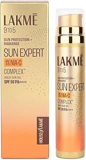 LAKMÉ Sun Expert 1% Nia-Vit C Sunscreen For All Skin Types, Spf 50 Pa+++ For Uva/B, No White Cast, For Radiant Skin, Pack Of 1