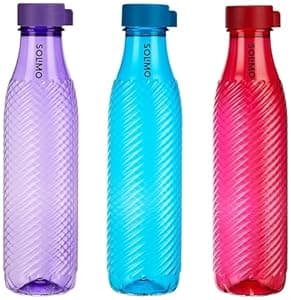 Amazon Brand - Solimo 1 Lt Water Bottle | Multicolor | Set of 3 (Twist)