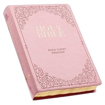 KJV Holy Bible, Giant Print Full-size Faux Leather Red Letter Edition - Thumb Index & Ribbon Marker, King James Version, Pink (KJV Giant Print Full Size Bible)