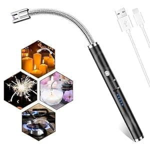 Gas Lighter Electric Lighter for Candles Rechargeable Electric Gas Lighter Home Use Candle Lighter Plasma Flameless Windproof USB Lighter 360° Flexible Neck Arc Lighter(Multicolor) X.1