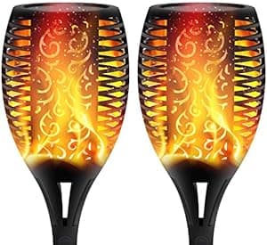 Xergy Solar Lights Outdoor Waterproof Dancing Fire Mashaal Flame Torch 96 Led 2200 Mah Battery Lantern Landscape Lighting Dusk To Dawn Auto On/Off Security Torches (Pack Of 2) - Abs, Polycarbonate