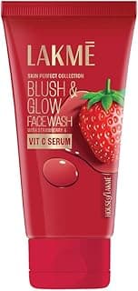 LAKMÉ Blush & Glow Strawberry Refreshing Gel Face Wash 100 G|| With 100% Natural Fruit For Glowing Skin - Daily Gentle Exfoliating Facial Cleanser