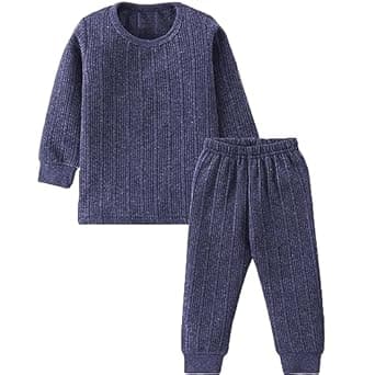 minmum Kids Unisex Baby Boys & Girls Winter Wear Thermal Set with Round Neck Full Sleeve Top and Pajami with Grip