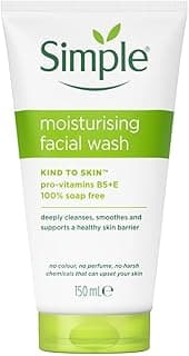 Simple Kind To Skin Moisturising Facial Wash 150 ml for normal to dry skin | 100% soap-free gentle cleanser for women & men