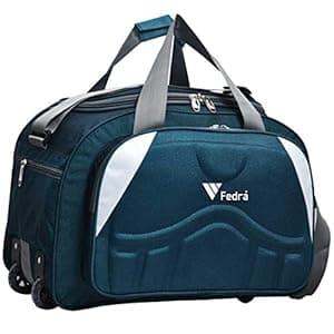 FEDRA Epoch Nylon 55 litres Waterproof Duffle Bag Strolley Duffle Bag- 2 Wheels - Luggage Bag - (Green White)