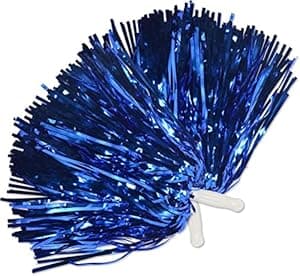 Funcart Cheering Pom Pom Blue Color(2pcs/pack), Metallic Cheerleading Pom Poms with Baton Handle Cheerleader Pompom Foil Cheer Pom Poms Cheering Squad Hand Flowers for Adults Team Spirit Sports Party Cheering