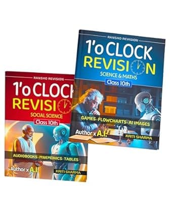 1'o Clock Revision book for Science, Maths and Social Science for Class 10th CBSE 2025 (Set of 2) | AI Images | Flowcharts | Tables | Diagrams | Maps and much more, Revise Instantly