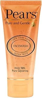 Pears Pure and Gentle Daily Cleansing Facewash, Mild Cleanser With Glycerine, Balances Ph, 100% Soap Free, 60 g