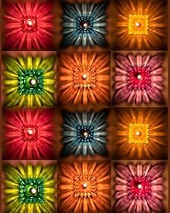 Indian Karigar 12pcs Diwali Diyas Colourful 3D Reflection Diya for Diwali Decor Flower Shape Shadow Reflective Diyas for Diwali Decoration Items for Home Decor Reusable Diwali Light Multicolour