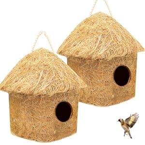 LIVEONCE Classic Bird House with Hanging Hooks U CAN Place Anywhere Pack of 2 Bird House