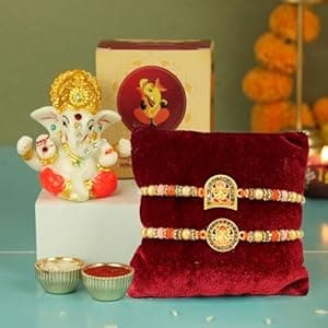 TIED RIBBONS Rakhi Gift for Brother - Premium Rakhi with Mini Idol Statue and Mini Greeting Card- Rakhi for Brother