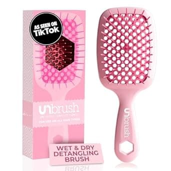 FHI Heat UNbrush Detangling Brush for Pain-Free Brushing on All Wet or Dry Hair Types — Durable DuoFlex Anti-Static Bristles, Lightweight Handle, Vented Hair Brush