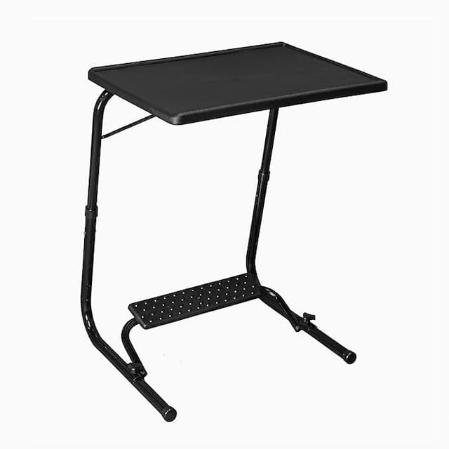 WOW MATE Multipurpose Laptop Table with footrest Steel PP Metal 53 * 40 * 73cm 18 in 1 Multi Utility Table 6 Heights Adjustable 3 Angles Adjustable Quick Tool Less Assembly (Large, Black)