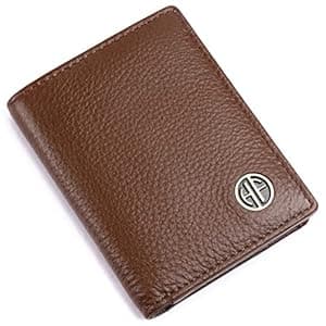 HAMMONDS FLYCATCHER Genuine Leather Card Holder for Men, Credit Card Holder, Slim Bi-Fold RFID Protected Credit Card Wallet for Men with 6 Card Slots, 1 Currency Slot, Metal Snap Button - Brushwood