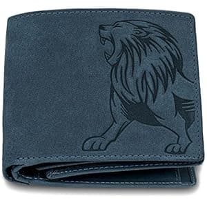 URBAN FOREST Leo RFID Blocking Vintage Blue Leather Wallet for Men